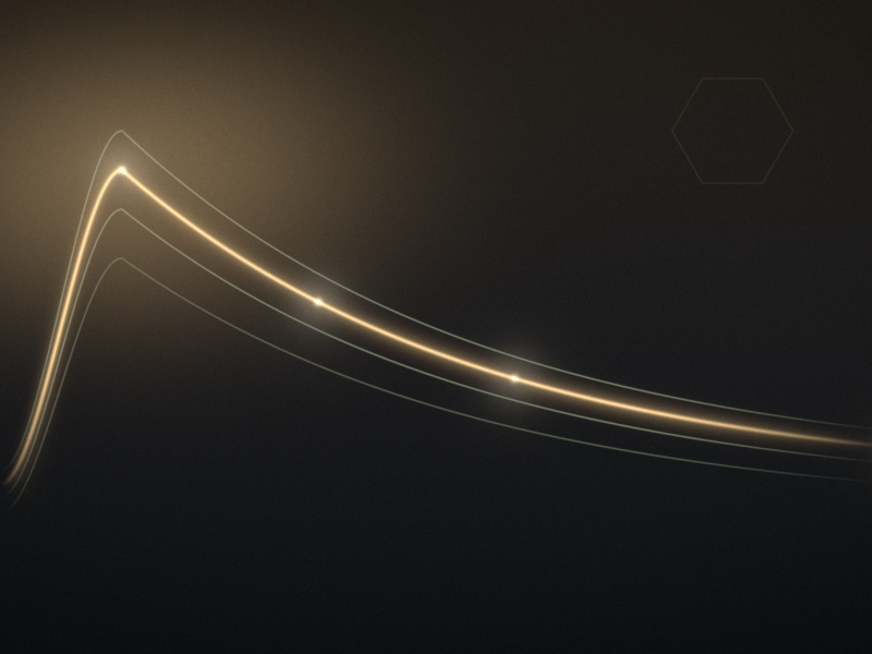 A small quick rise on the left, then one long smooth amber curve sliding out and away to the right, like a long exhale.