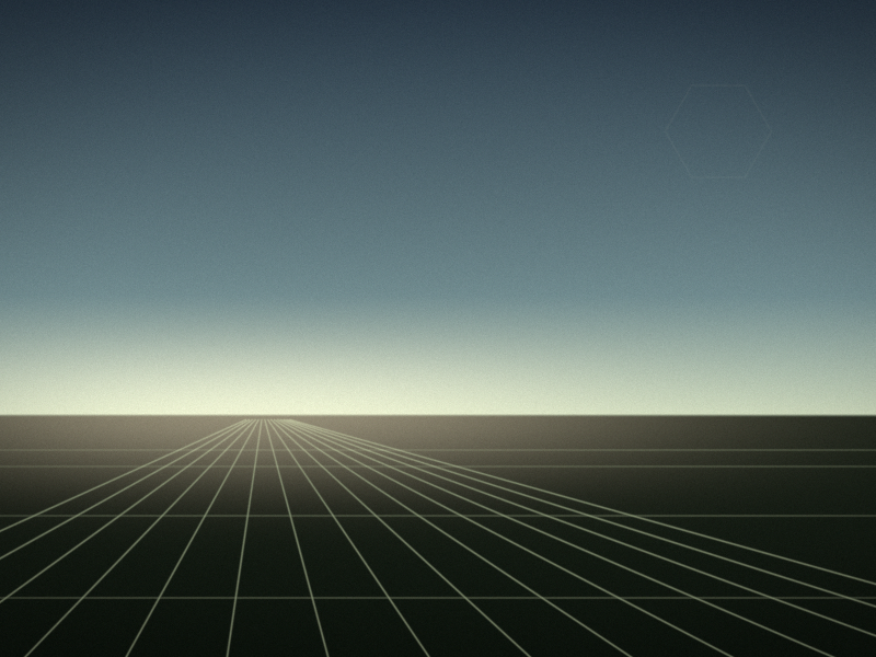 An open field under a wide pale sky, furrows running to one far point on the low horizon.