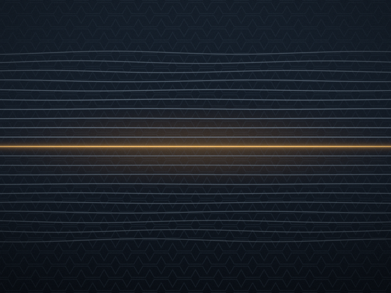 Evenly spaced fine horizontal lines on a dark slate background, gently wavy at the edges and straight in the middle, with a single glowing amber line across the centre.